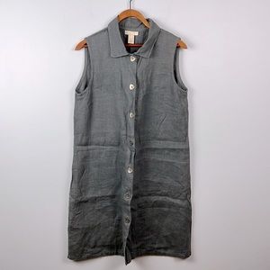 J Jill linen sleeveless midi dress with hammered silver buttons